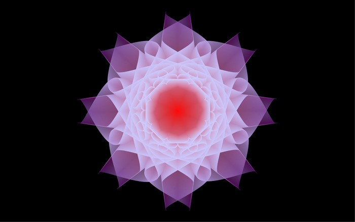 Abstract fractal mandala with red center