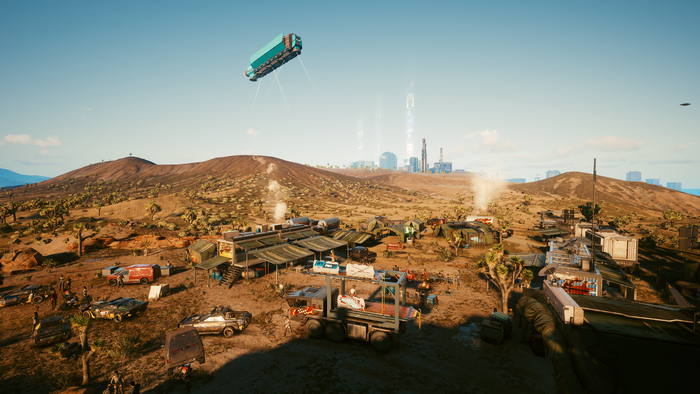 Aldecaldos camp in the desert from Cyberpunk 2077