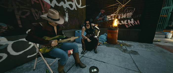 Johnny Silverhand from Cyberpunk 2077 playing guitar