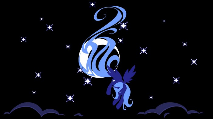 Princess Luna from My Little Pony in the night sky