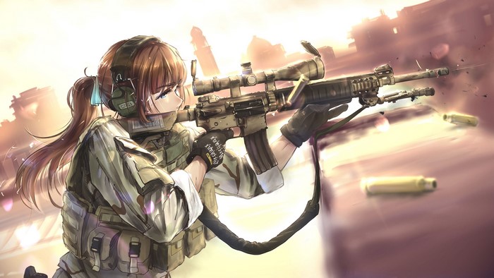 Anime girl with AR15 rifle and scope
