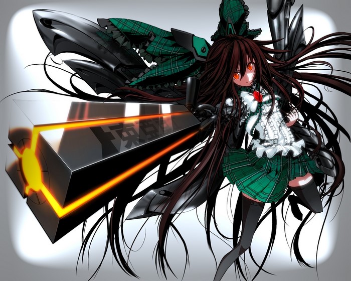 Reiuji Utsuho from Touhou with a large weapon