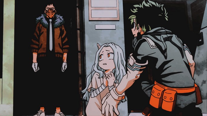Kai Chisaki, Eri, and Izuku Midoriya from Boku no Hero Academia