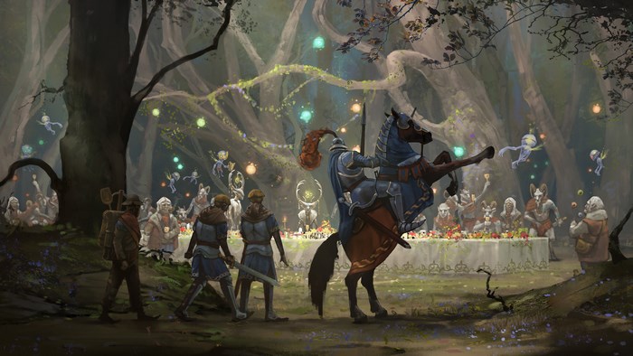 Songs of Conquest fantasy forest celebration
