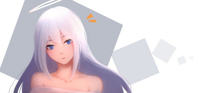 Anime girl with silver hair and blue eyes