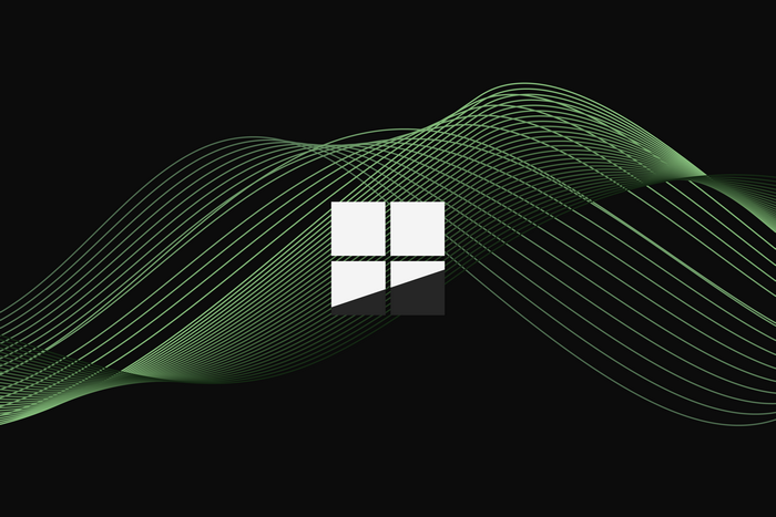 Windows logo on green waveforms background