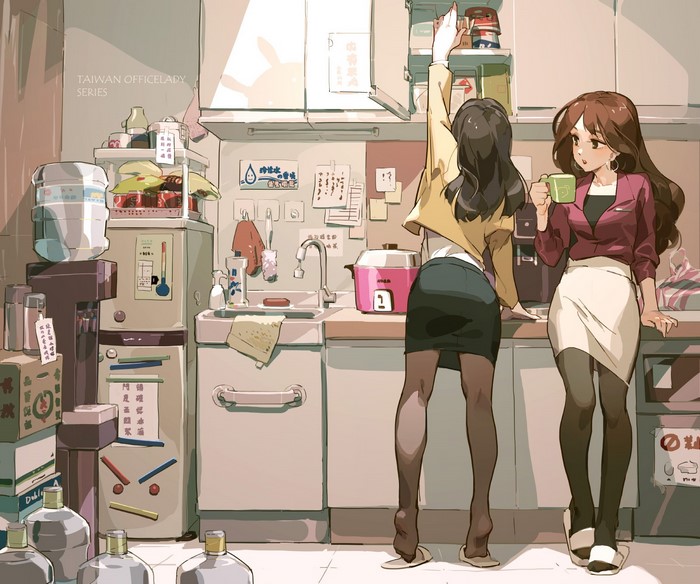 Taiwan Office Lady Series: Two women in an office kitchen