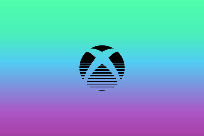 Xbox logo on a retro gradient background
