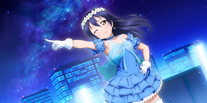 Sonoda Umi from Love Live! Series in blue dress
