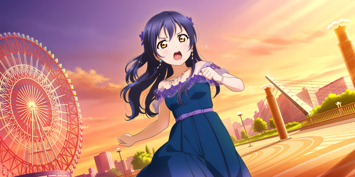 Sonoda Umi from Love Live! Sunshine at an amusement park