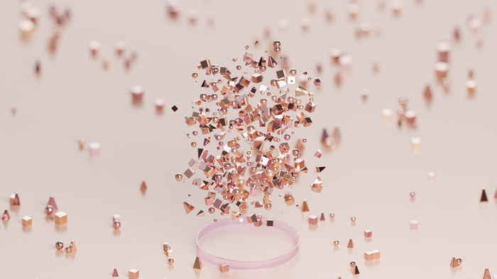 3D Abstract Rose Gold Geometric Shapes