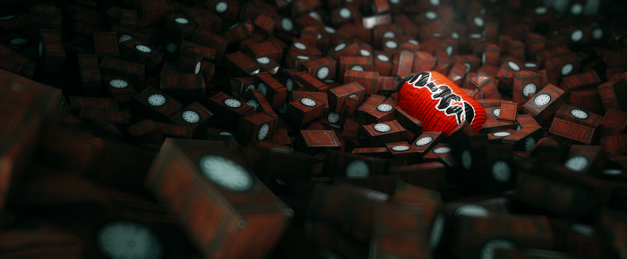 A pile of clocks with a red lantern