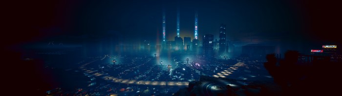 Cyberpunk 2077 cityscape at night