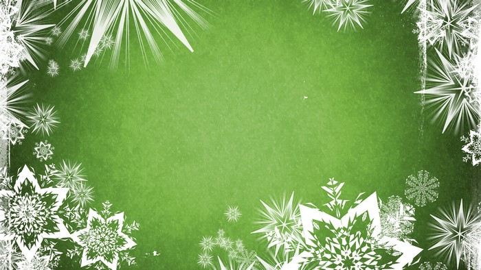 Green background with white snowflakes
