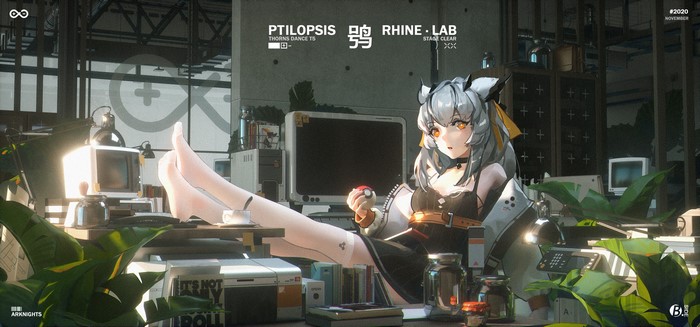 Ptilopsis from Arknights in a lab