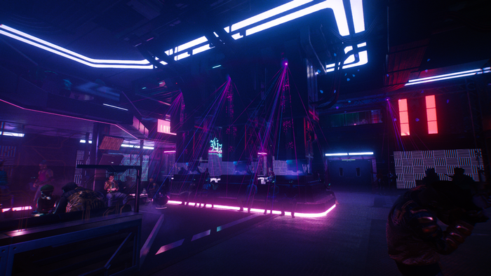 Cyberpunk 2077 screenshot of a nightclub