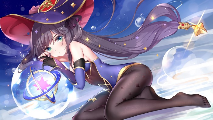 Mona from Genshin Impact in Witch Outfit