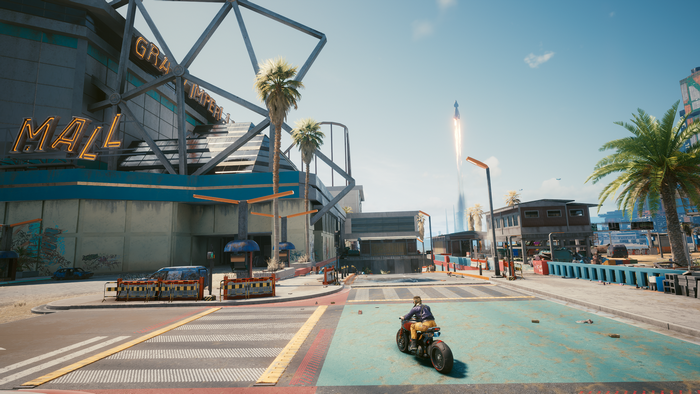 Cyberpunk 2077: Motorcycle rider near Grand Imperial Mall
