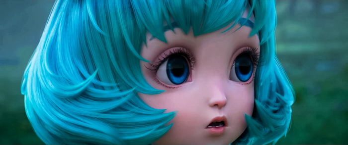 Girl with aqua hair and blue eyes from Arena of Valor