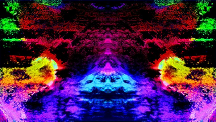 Abstract glitch art with neon colors