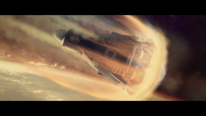 Spacecraft re-entering atmosphere in Destiny 2