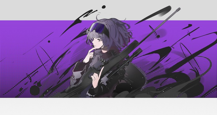 Andreana from Arknights with a sniper rifle