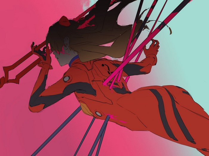 Asuka Langley Soryu from Neon Genesis Evangelion with Spear of Longinus