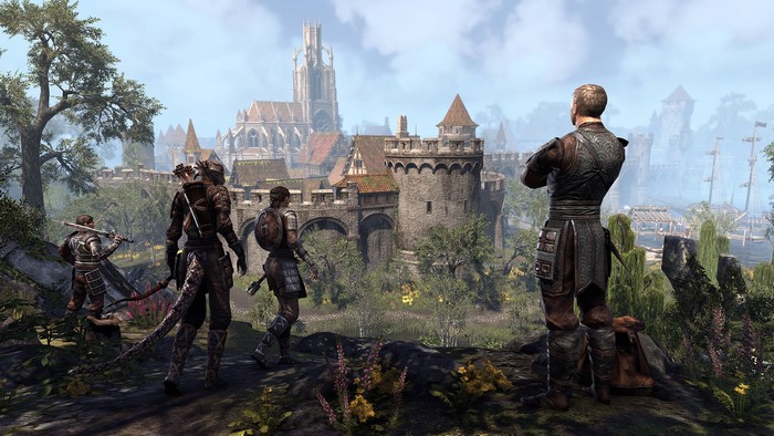 The Elder Scrolls Online characters overlooking a city
