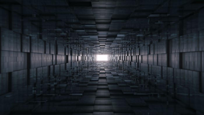 3D Abstract Tunnel with Geometric Blocks