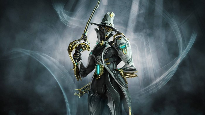 Limbo from Warframe holding a sword