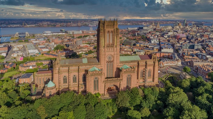 Liverpool Cathedral, England, Aerial View
