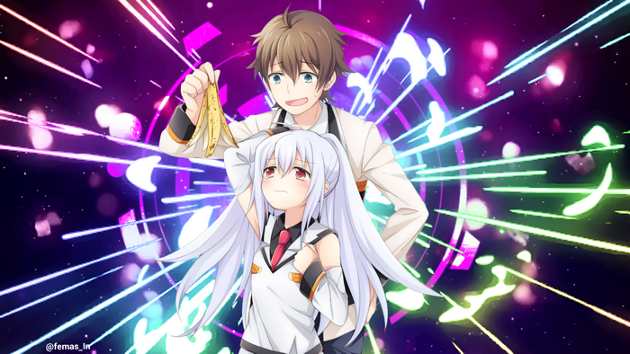 Isla and Tsukasa from Plastic Memories with bananas
