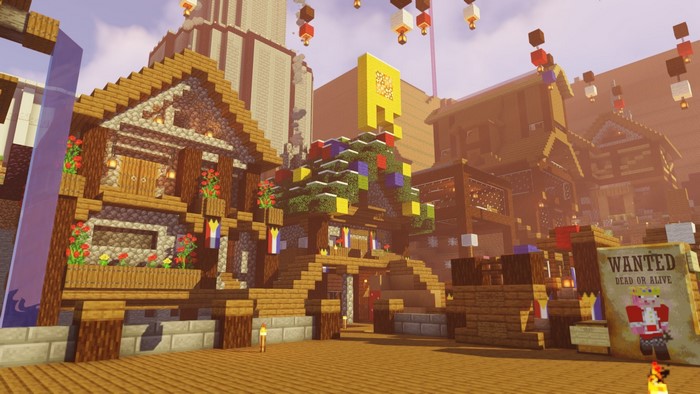 Minecraft Dream SMP Village with Technoblade Wanted Poster