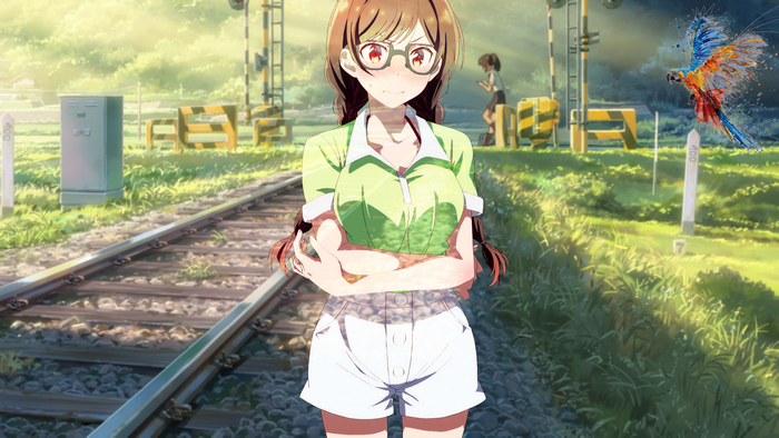 Chizuru Mizuhara from Rent-a-Girlfriend on Train Tracks