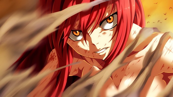 Erza Scarlet from Fairy Tail in battle