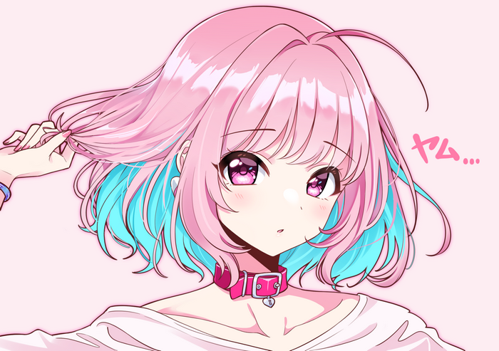Riamu Yumemi Portrait with Pink and Blue Hair
