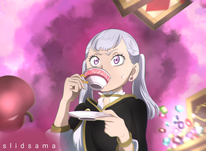 Noelle Silva from Black Clover drinking tea