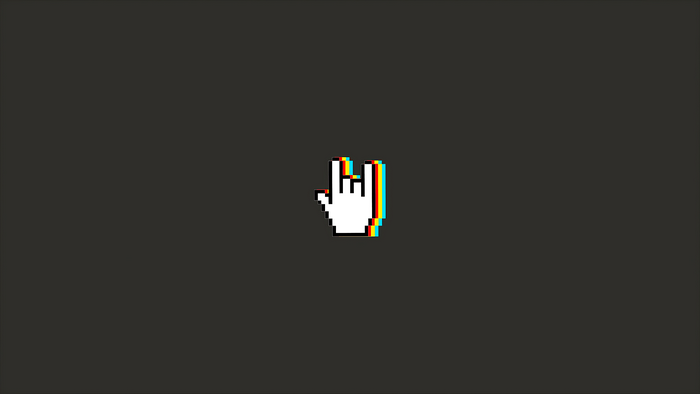 Pixel art hand gesture with chromatic aberration