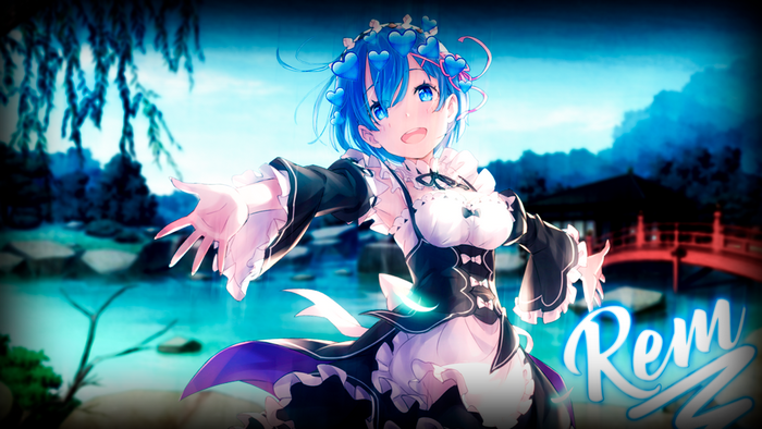 Rem from Re:Zero in a Japanese Garden