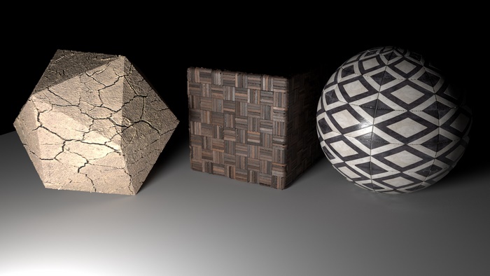 3D rendered geometric shapes with textures