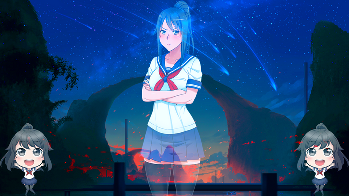 Ayano Aishi from Yandere Simulator with Chibi versions
