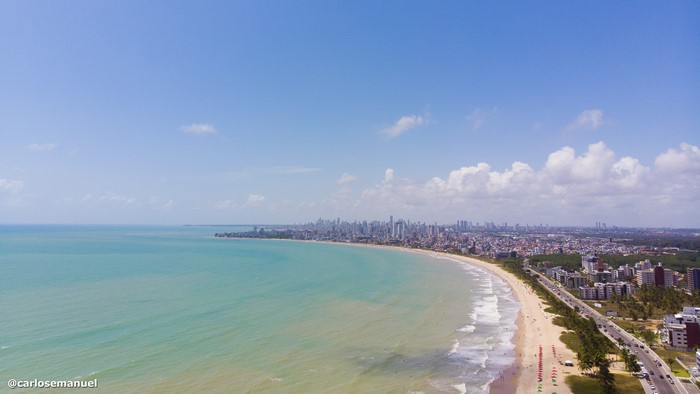 Aerial view of João Pessoa coastline and cityscape