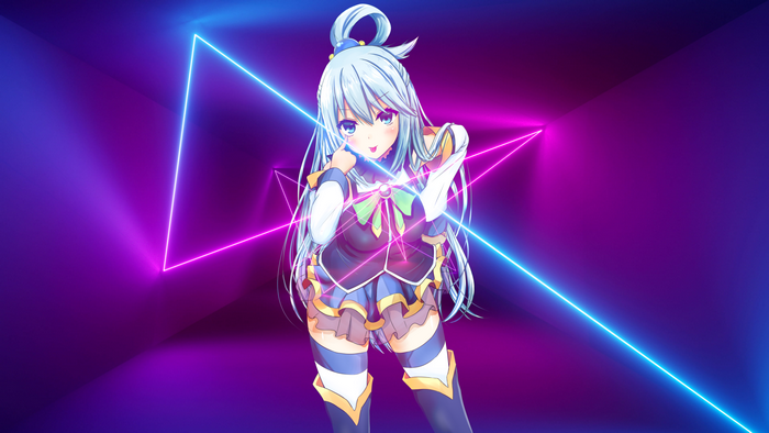 Aqua from KonoSuba in Synthwave Neon