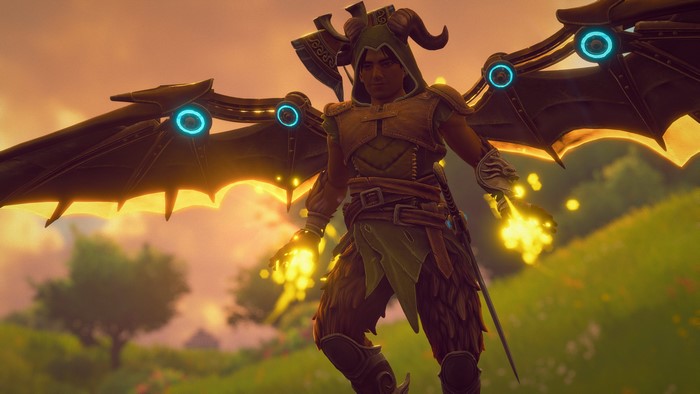 Game character with wings and horns
