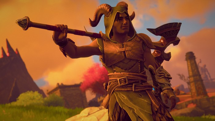 Game character with horns and axe