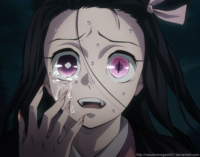Kamado Nezuko from Kimetsu no Yaiba crying