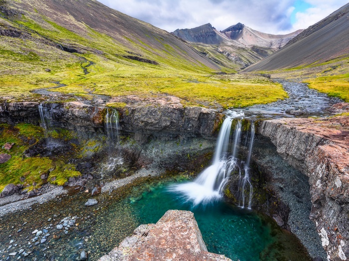 Waterfall in Iceland Valley