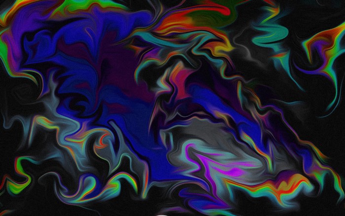 Abstract colorful fluid oil painting with dark background
