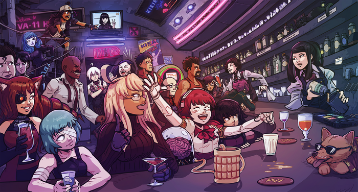 VA-11 Hall-A: Cyberpunk Bartender Action characters at a bar