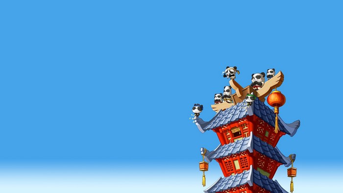 Pandas on a pagoda in MapleStory
